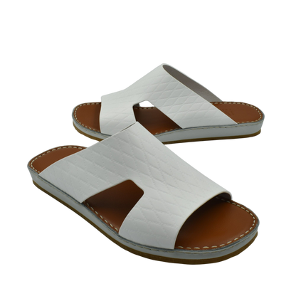 Private Collection white Western style leather sandals with open toe and cushioned brown insole