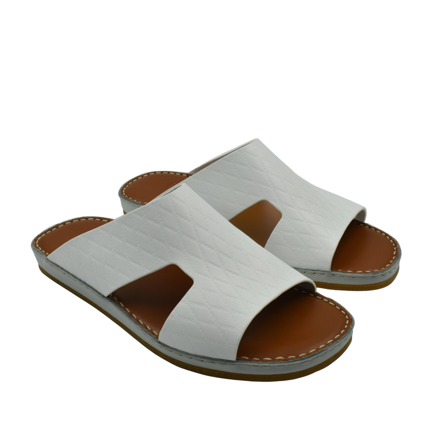 Private Collection white Western style leather sandals with stitched sole and open toe design