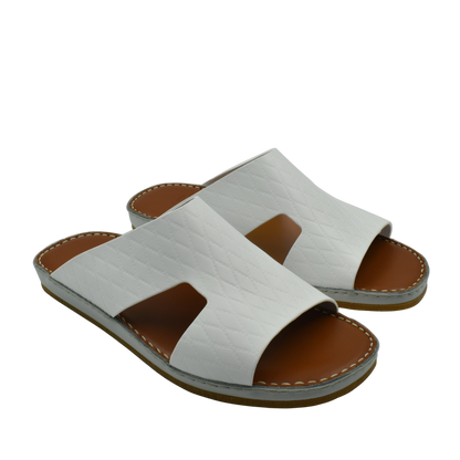 Private Collection white Western style leather sandals with stitched sole and open toe design